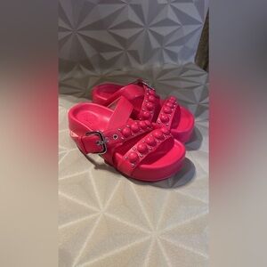 AGL made in Italy oversized Red Studded Slippers